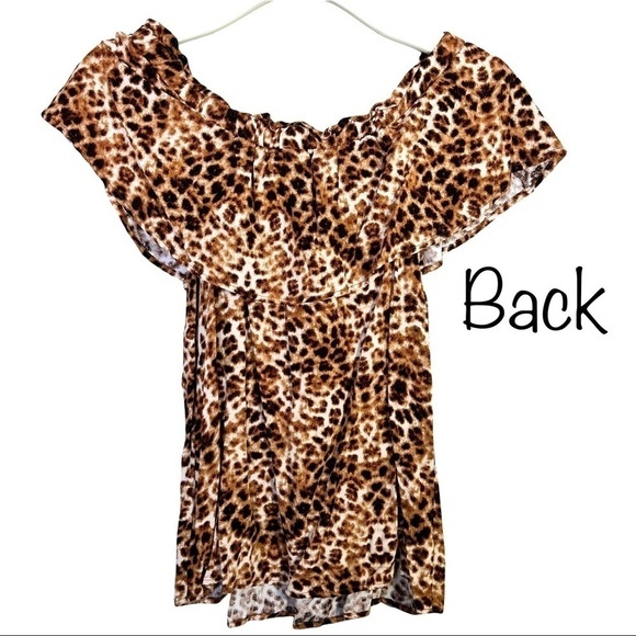 Entro Boutique Leopard Catimal Animal Print Off The Shoulder Top Blouse Size M - Picture 8 of 17